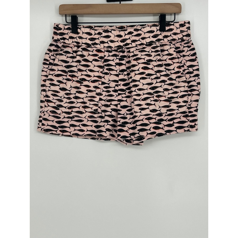 J. Crew Minnow Fish Print Linen Blend Pull On Elastic Waist Shorts In Medium - Picture 2 of 9